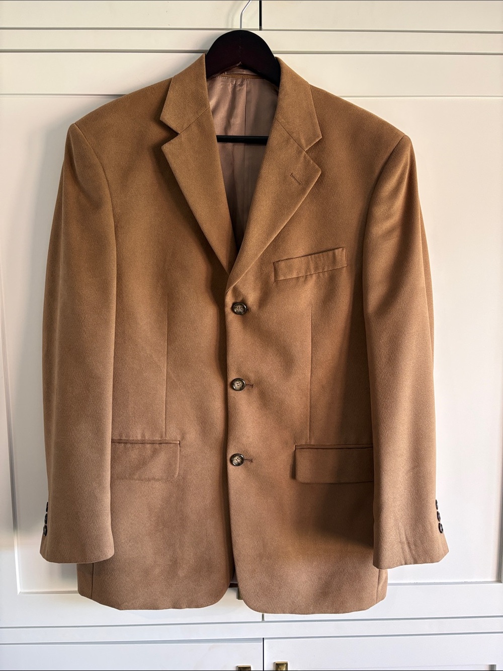 Camel Brown Blazer Classic Single-Breasted Sport Coat Boulevard Club Lined SZ 38